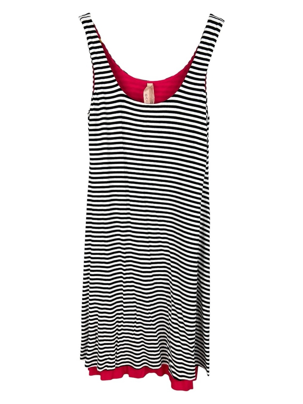 Bailey 44 Black and White Striped Jersey Tank Dress with Pink Lining Size small